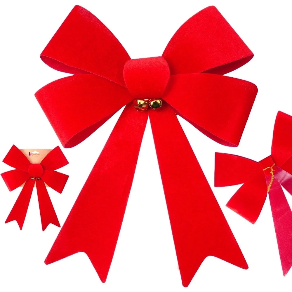 Kokarda dekoracyjna świąteczna welurowa 35x46 cm