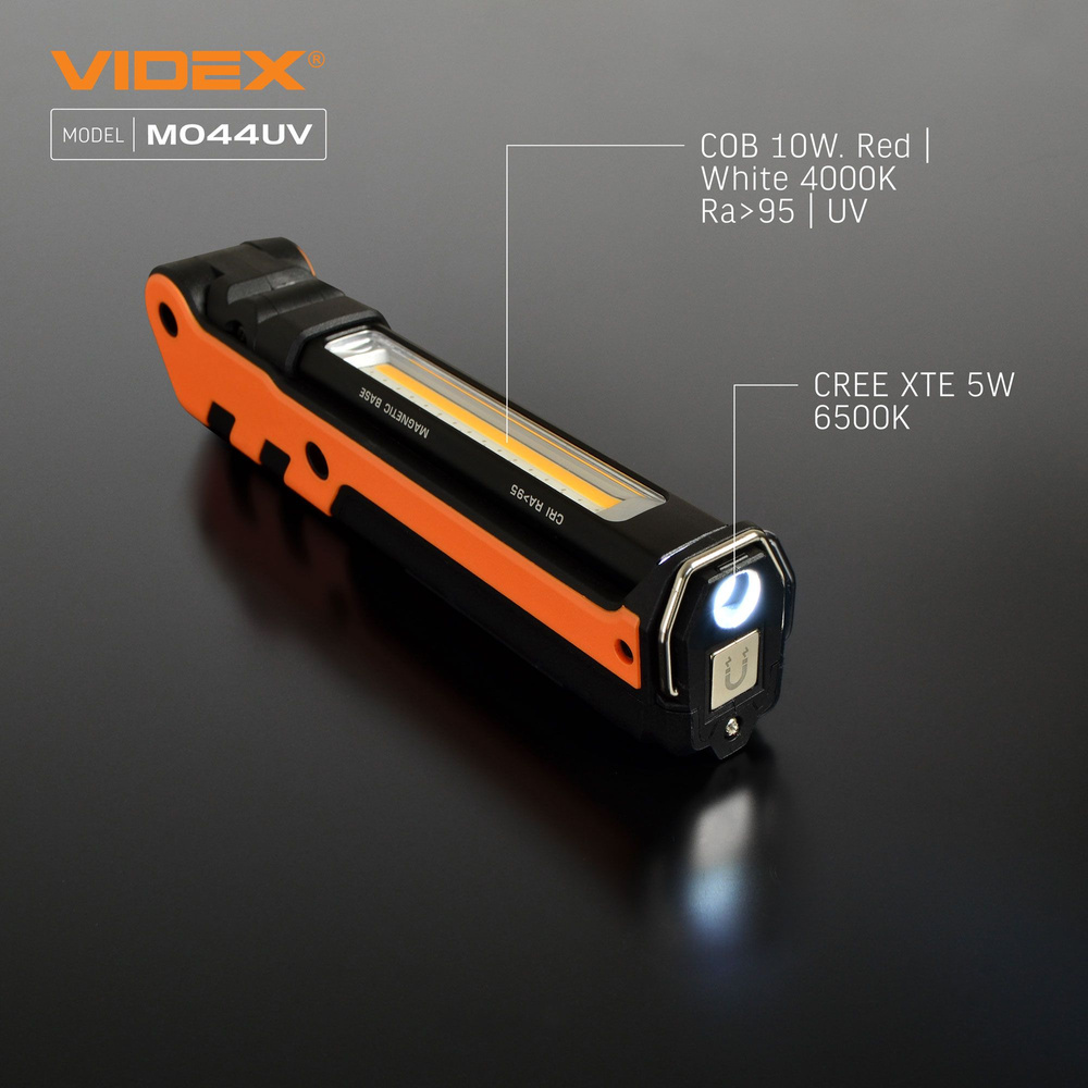 Wielofunkcyjna latarka Videx LED 400lm IPX2 4000k ściemnianie UV 4 tryby