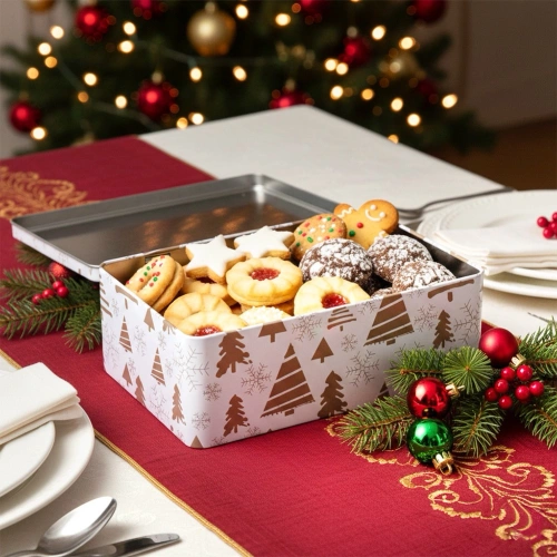 Pojemnik na ciastka metalowy puszka świąteczna 20x13x7 cm