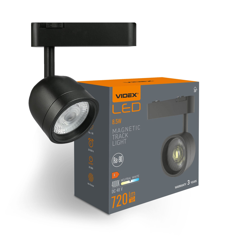 Lampa Videx LED 8.5W 720lm 4000K Neutralny CRI90 36° Czarna