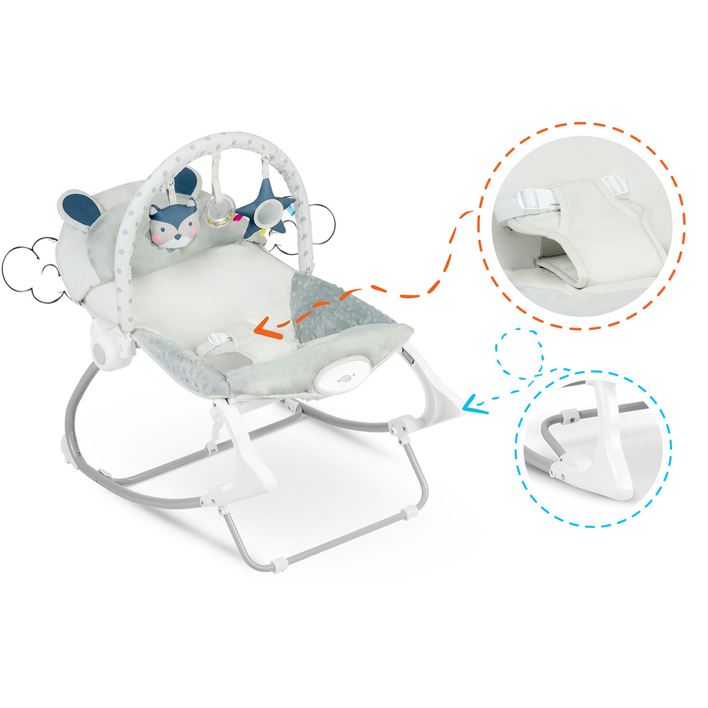 Leżaczek bujaczek z wibracją - szary