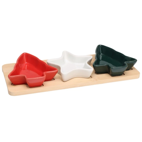 Miseczki na przekąski porcelanowe na tacy 4 el.