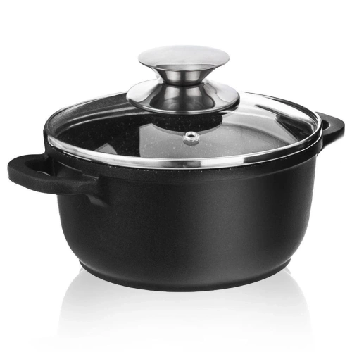 Garnek granitowy ze szklaną pokrywką GRANDE 16 cm, 1,4 l
