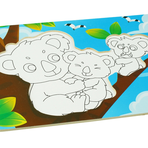 Drewniana kolorowa układanka puzzle do kolorowania miś koala miśie