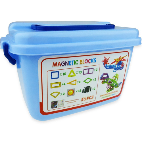 Klocki konstrukcyjne magnetyczne zestaw box 58 szt