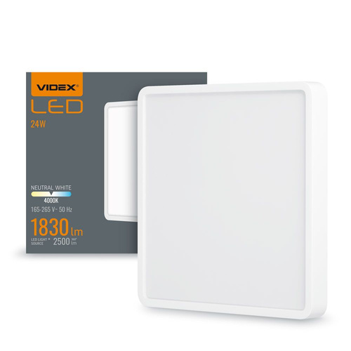 Panel Videx LED Oprawa Natynkowa Plafon 24W 2500lm 4000K Neutralna Biała