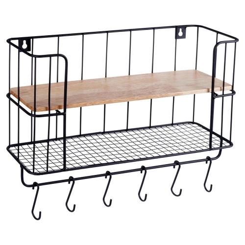 Półka kuchenna metalowa z wieszakami 41x12x25,5 cm