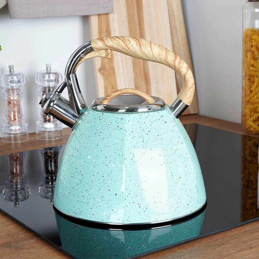 Czajnik z gwizdkiem emaliowany niebieski 3 l
