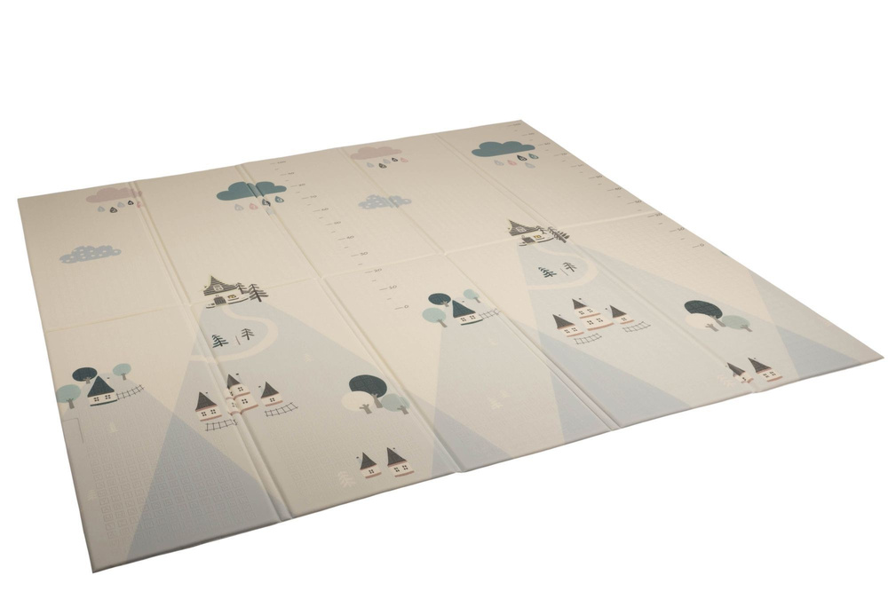 Dwustronna składana kolorowa edukacyjna piankowa mata dziecięca XXL 180x200 cm - misie i słoniki