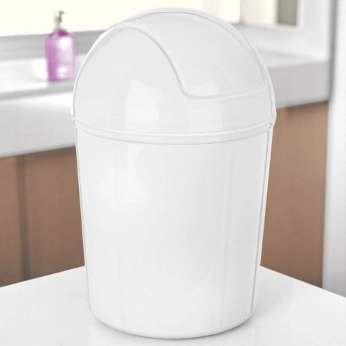 Kosz na śmieci łazienkowy plastikowy biały 920 ml