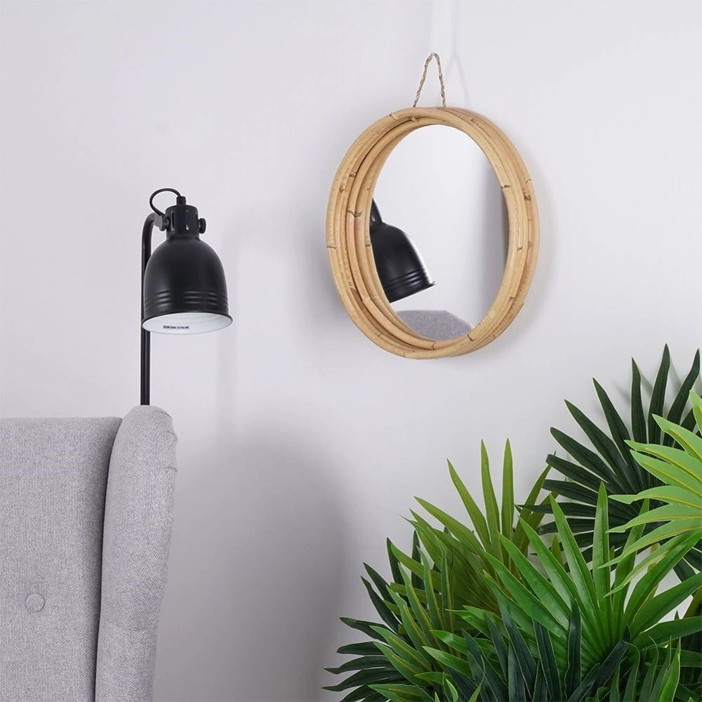 Lustro ścienne rattanowe okrągłe 30 cm