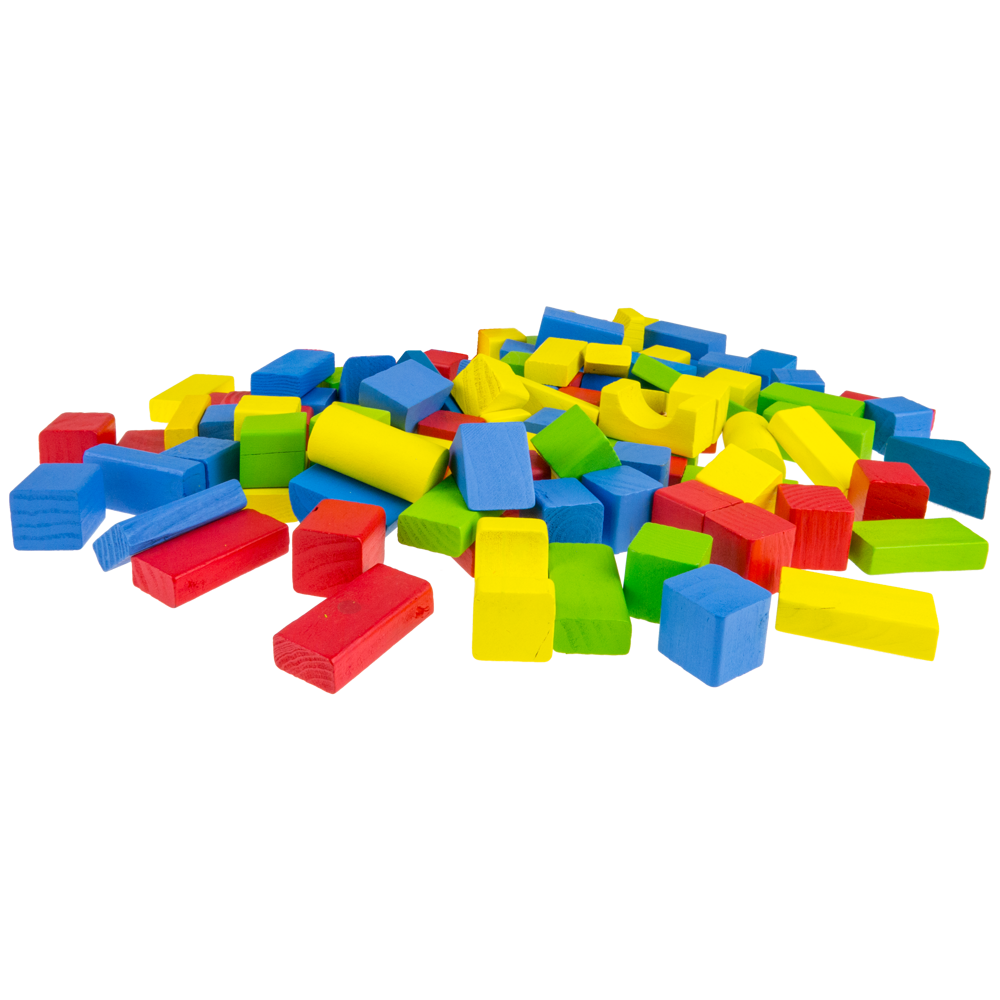 Klocki drewniane wiaderko zestaw 100 szt + Sorter kolorowe