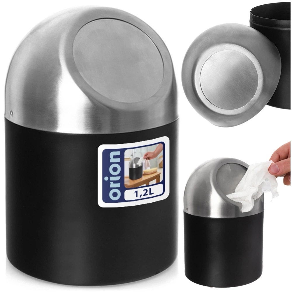 Kosz na śmieci łazienkowy stalowy BLACK 1,2 l