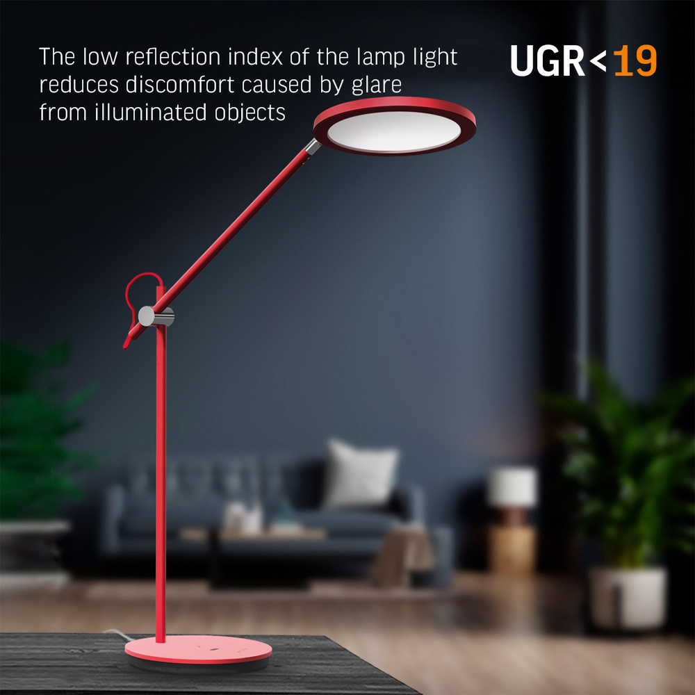 Lampa biurkowa LED ściemnialna VIDEX TF15R 20W 4100K czerwona