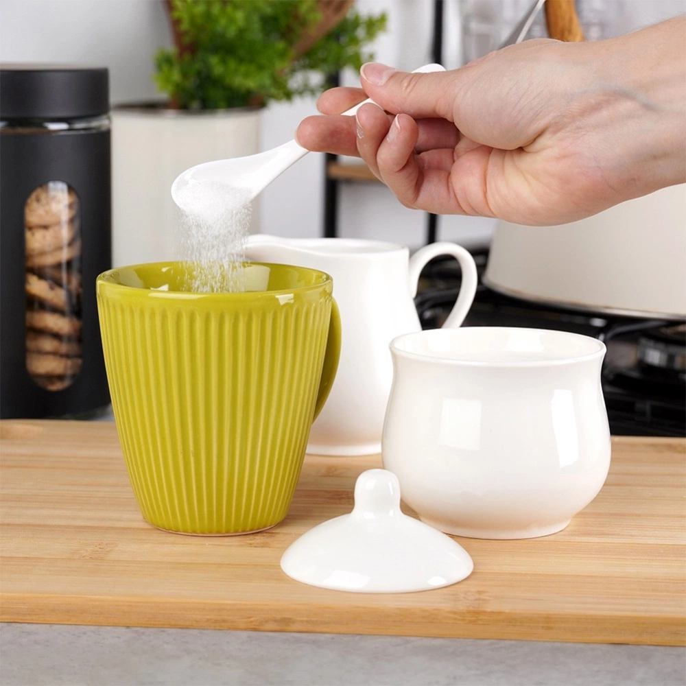 Cukierniczka i mlecznik porcelanowe białe 3 el.