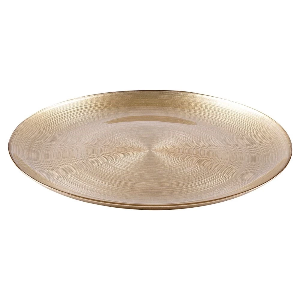 Talerz obiadowy płytki szklany złoty 32,5 cm