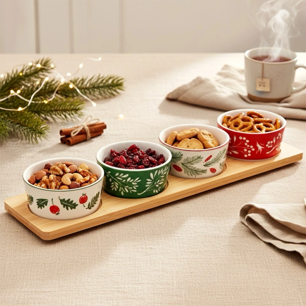 Miseczki na przekąski porcelanowe na tacy 5 el.