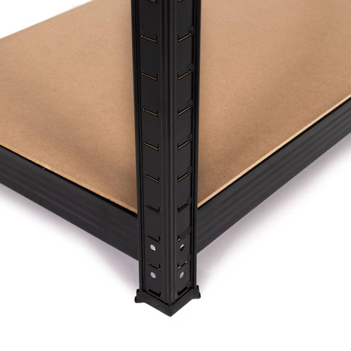 Regał magazynowy metalowy czarny 2w1, 5 jasnych półek 180x90x40 cm