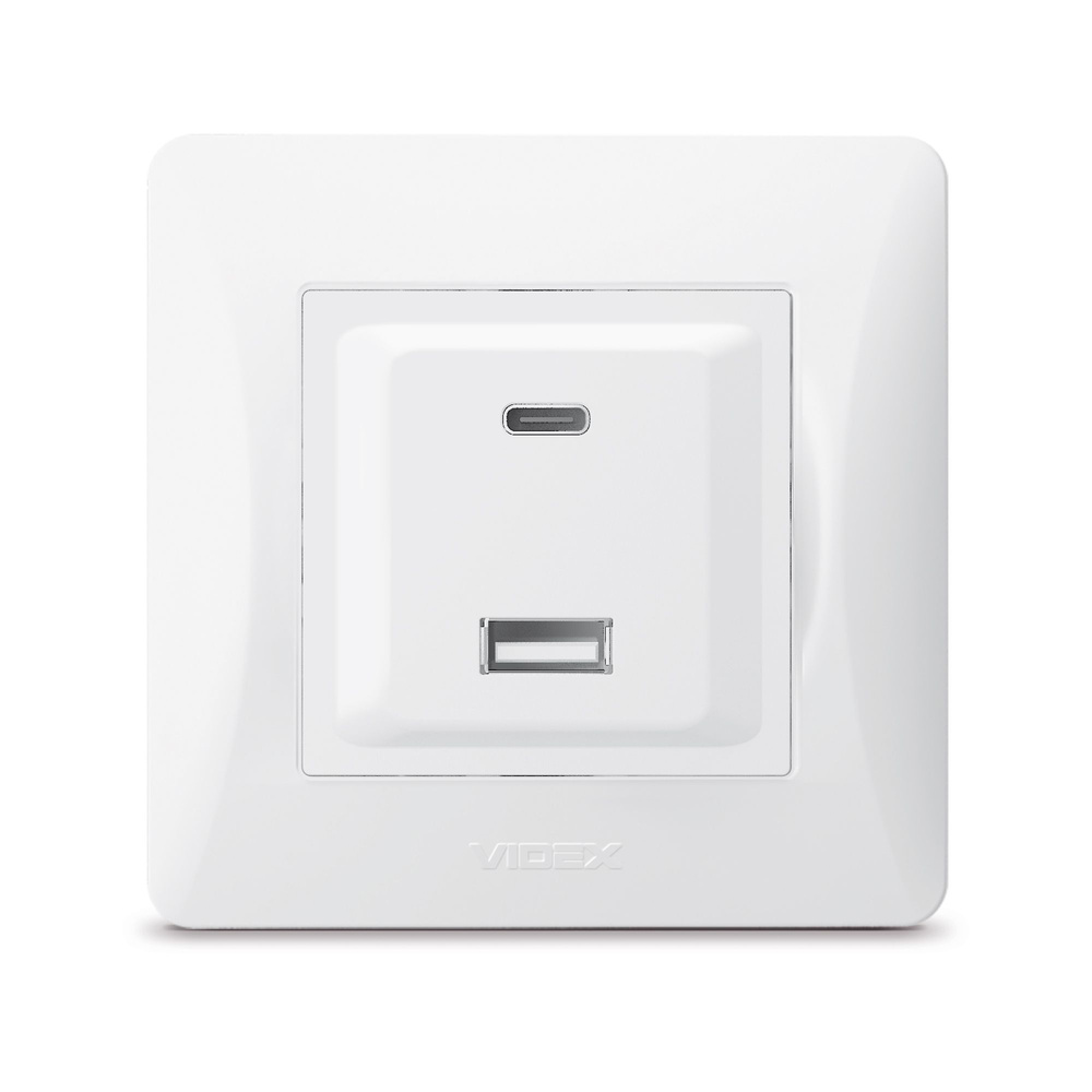 Gniazdo z USB-A i USB-C PD20W białe VIDEX BINERA