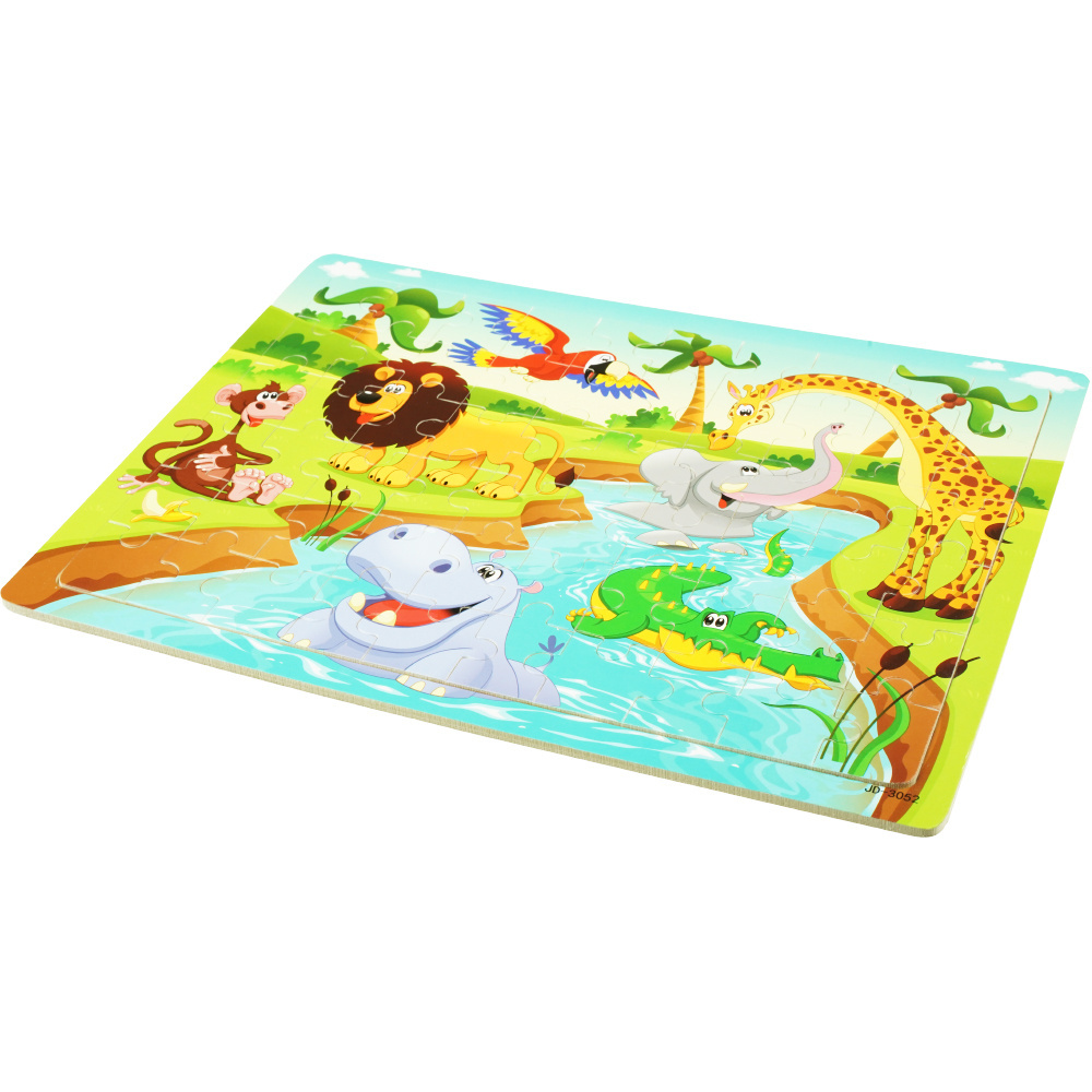 Drewniana kolorowa układanka puzzle  zwierzęta 