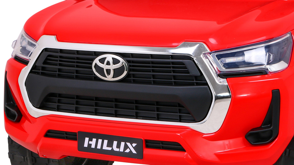 Toyota Hilux na akumulator dla dzieci Czerwony + Napęd 4x4 + Pilot + 2 bagażniki + Radio MP3 + LED