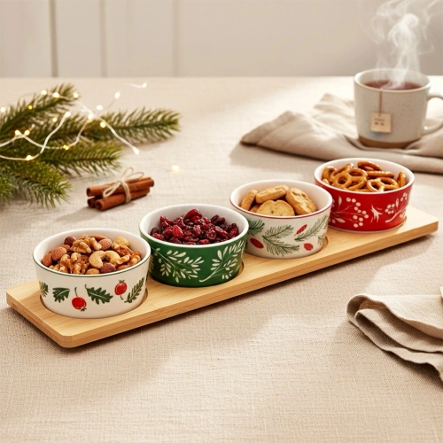 Miseczki na przekąski porcelanowe na tacy 5 el.