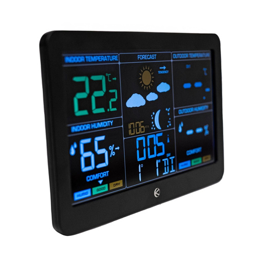 Bezprzewodowa stacja pogodowa termometr barometr zegar budzik prognoza