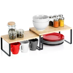 Półka kuchenna bambusowa 33,5x19,5x16 cm / 33,5x18,5x13,5 cm 2 szt.