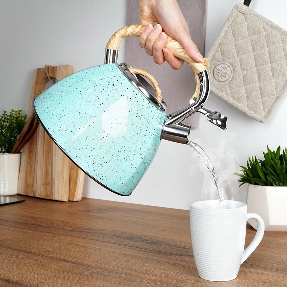 Czajnik z gwizdkiem emaliowany niebieski 3 l