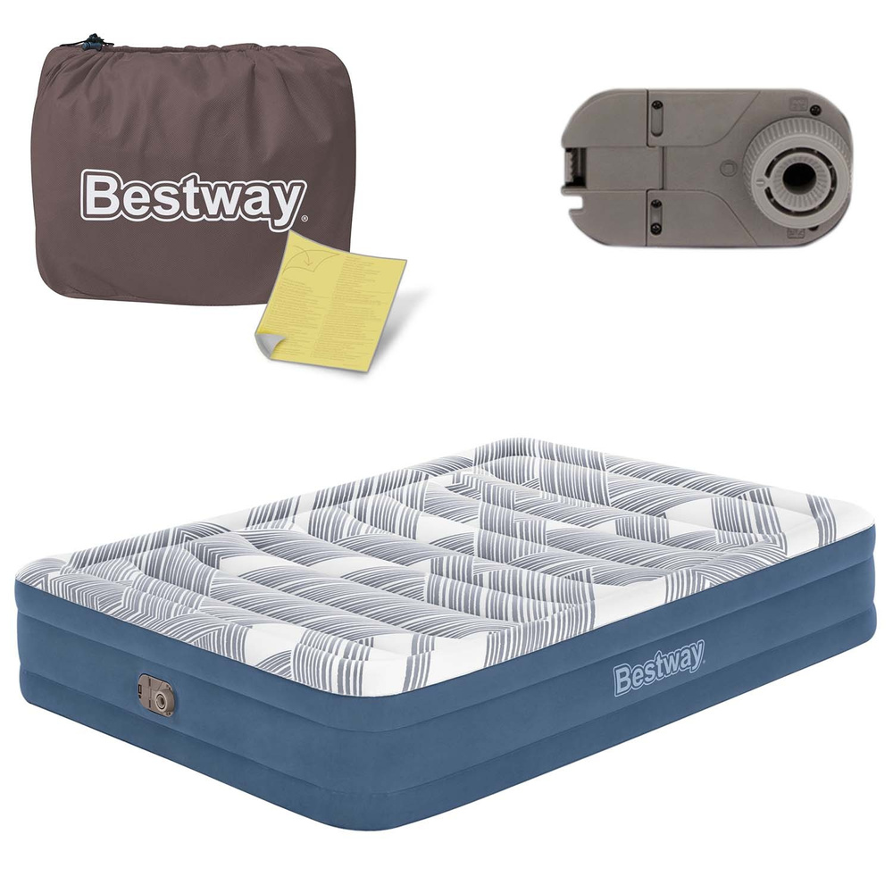 Bestway 2os wygodny materaca Queen 203x152x36cm wbudowana pompka  6712Y