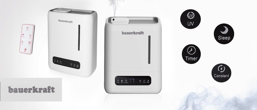 Nawilżacz powietrza filtr UV aromaterapia pilot timer Bauerkraft