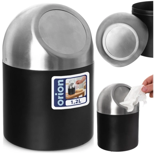 Kosz na śmieci łazienkowy stalowy BLACK 1,2 l