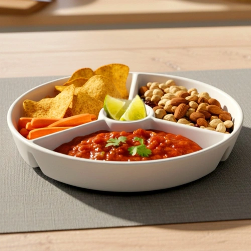 Talerz na przekąski porcelanowy biały dzielony 19 cm