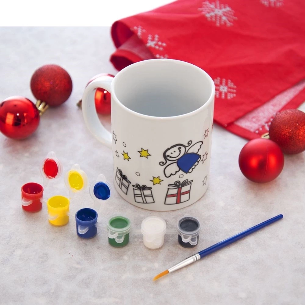 Kubek do malowania z farbkami porcelanowy choinka 350 ml