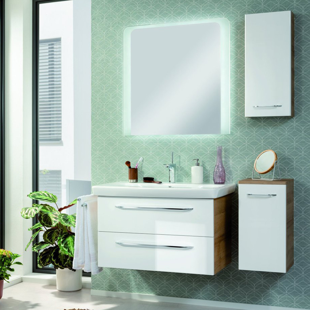 Szafka pod umywalkę 80 cm sękaty dąb + biały Milano Fackelmann 84205