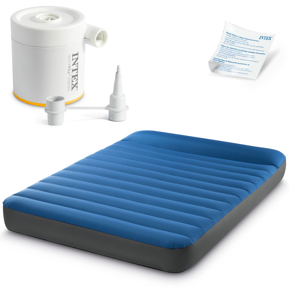 Materac dmuchany kempingowy + pompka USB 137 x 191 x 22 cm INTEX 64012