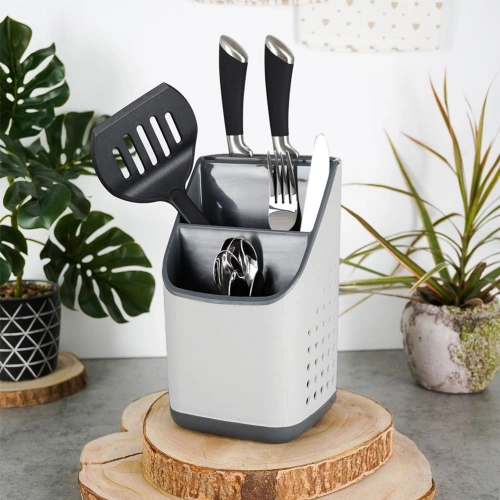 Ociekacz stojak na sztućce szary