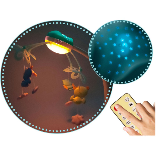 Karuzela do łóżeczka z projektorem  niebieska