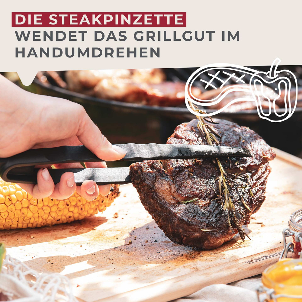 Szczypce do steków – niezawodny pomocnik w kuchni , 29 cm, czarna FACKELMANN