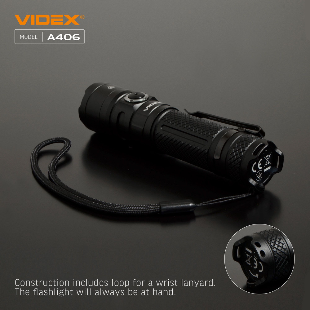 Latarka Videx LED 4000lm IP68 światło dzienne 6500k 6 trybów zasięg 200m