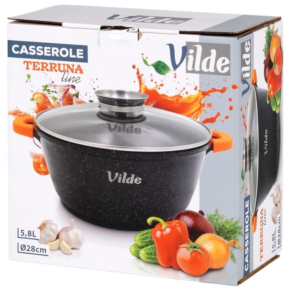 Garnek granitowy ze szklaną pokrywką TERRUNA AROMA 28 cm, 5,8 l