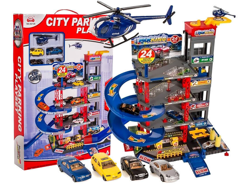 Garaż piętrowy Parking z windą, myjną i samochodami + Helikopter 
