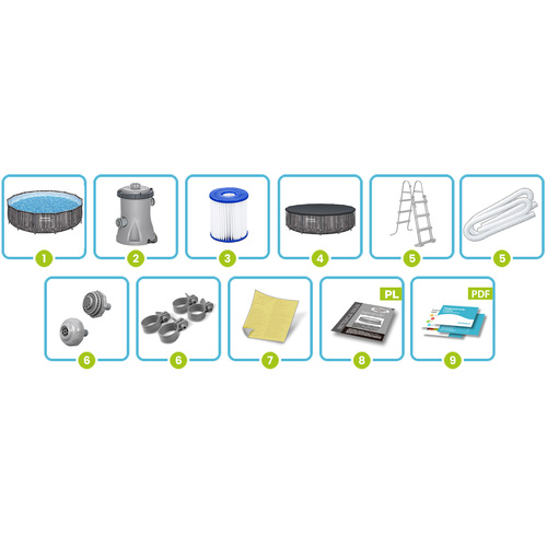 Basen ogrodowy stelażowy 427 x 107 cm 11w1 Bestway 5614Z