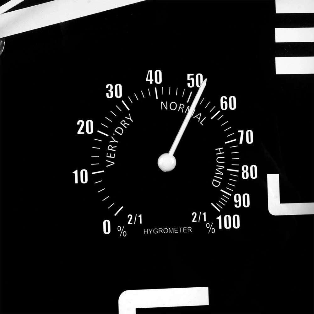 Zegar ścienny czarny z termometrem higrometrem 25 cm