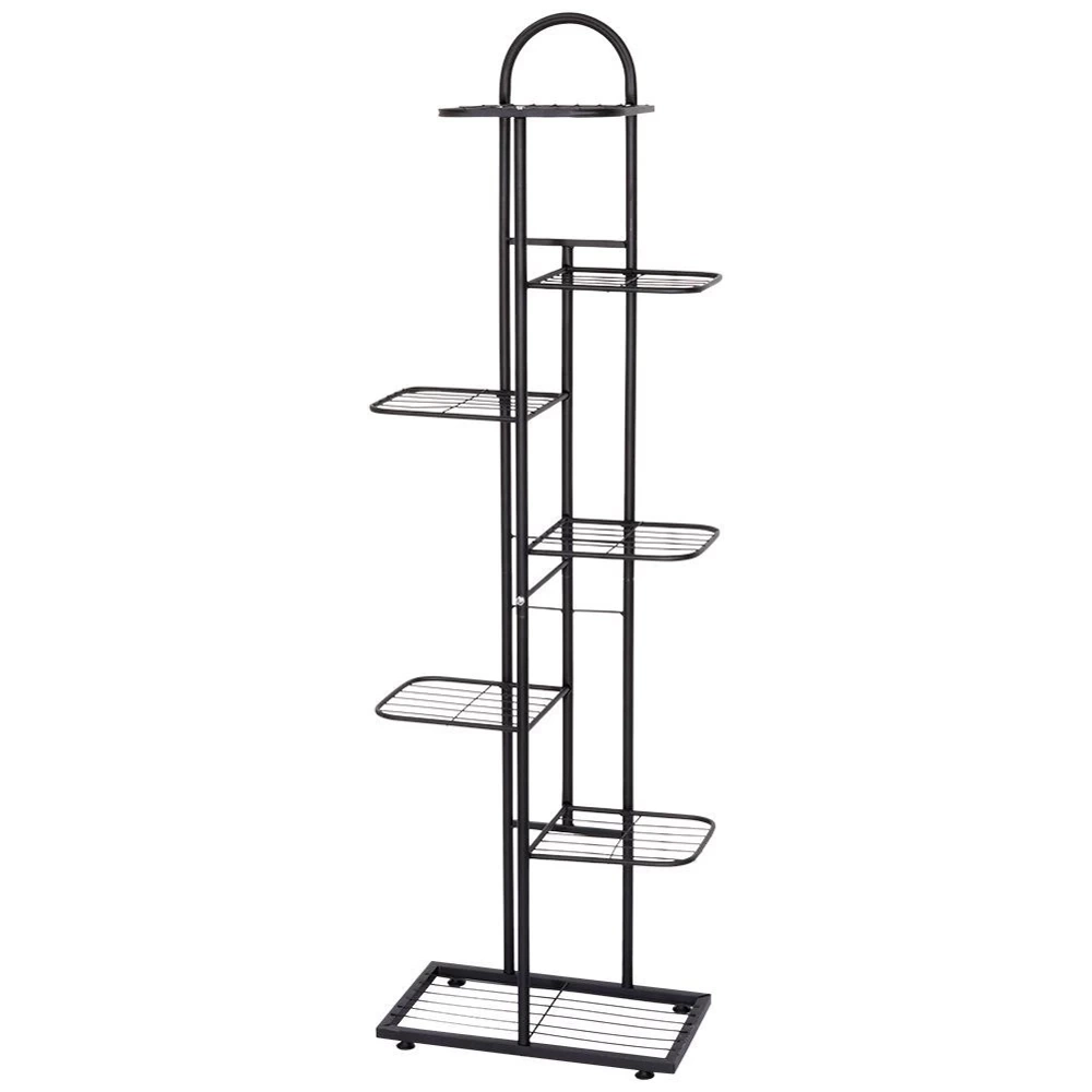 Kwietnik metalowy czarny 7-poziomowy 126 cm