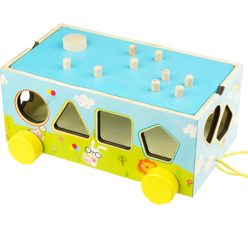 Drewniane auto samochód Sorter Figury klocki kolorowe edukacyjny