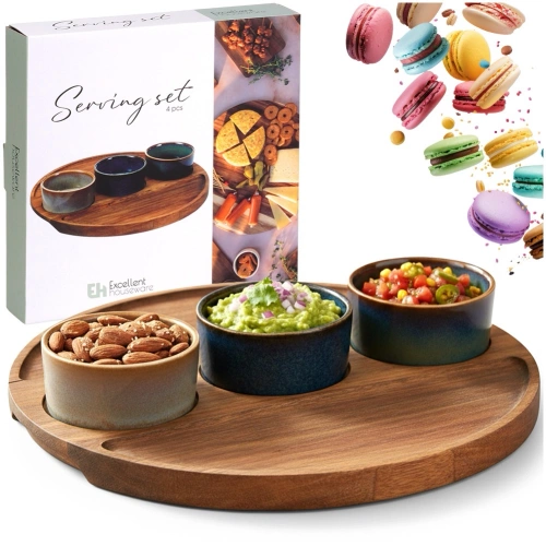 Miseczki na przekąski ceramiczne na tacy 4 el.