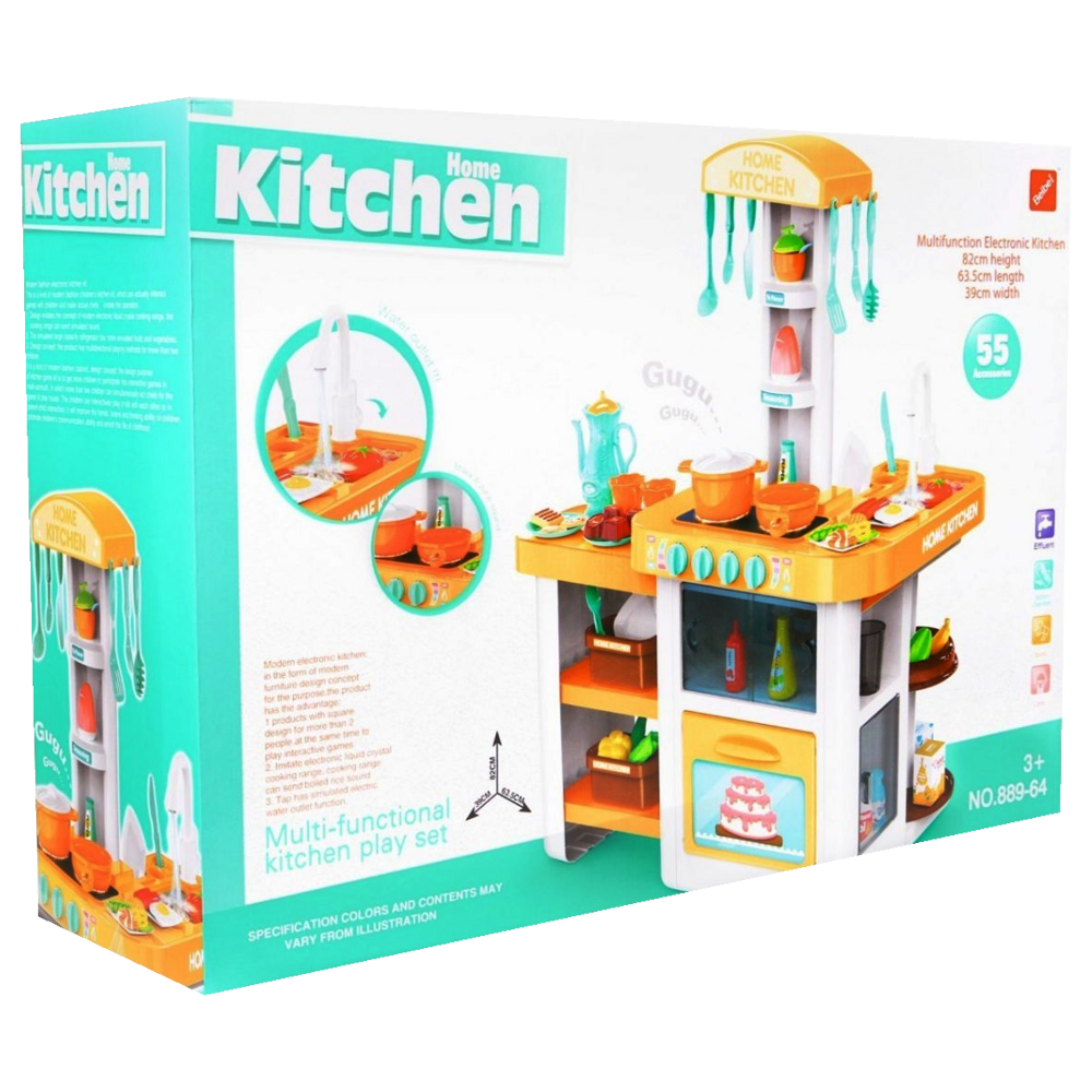 Kuchnia duża dla dzieci piekarnik, lodówka, kran, woda dźwięk swiatło Kucharz