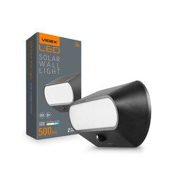 Lampa solarna VIDEX LED ścienna z czujnikiem ruchu czarna IP54 500lm
