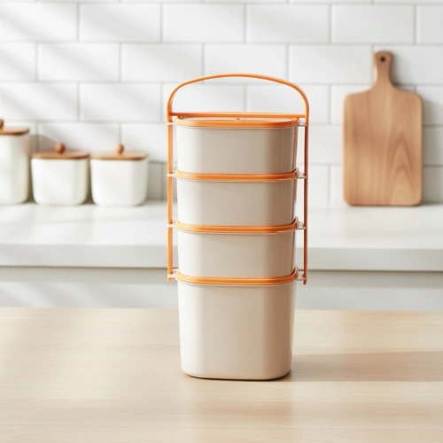 Menażka obiadowa plastikowa 4-poziomowa 2l, 3x1,15 l